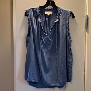 Cloth & Stone Blue Sleeveless Top with Frayed Edges